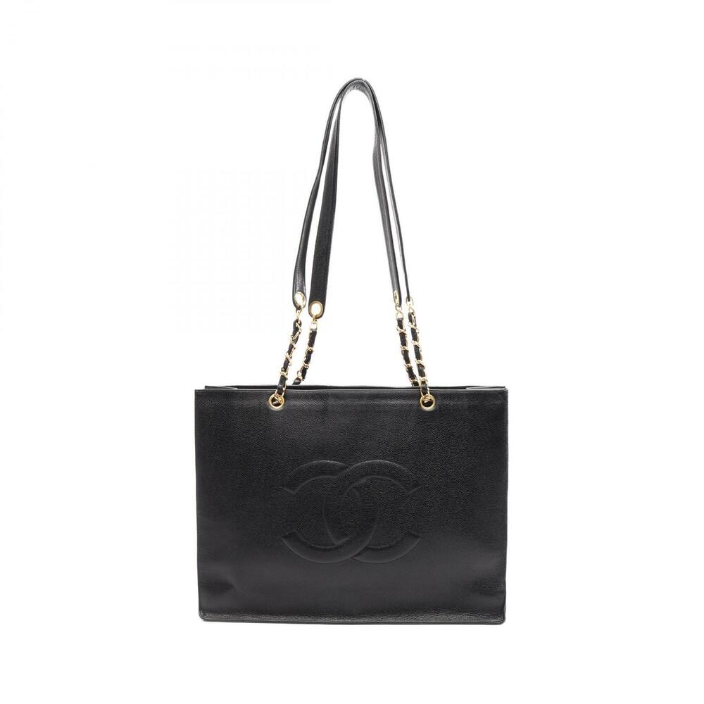 Chanel Coco Mark Tote Bag Calfskin Cowhide Black
